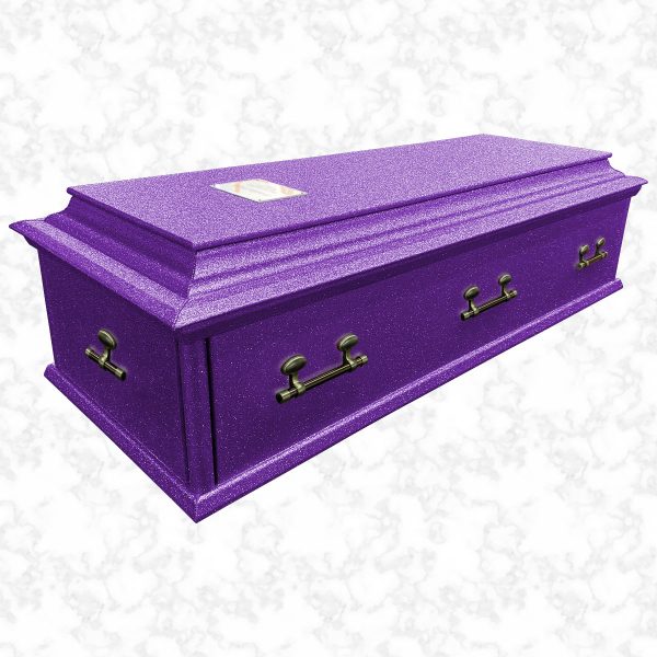 Oxford Glitter Purple wooden American casket with Antic Bronze handles