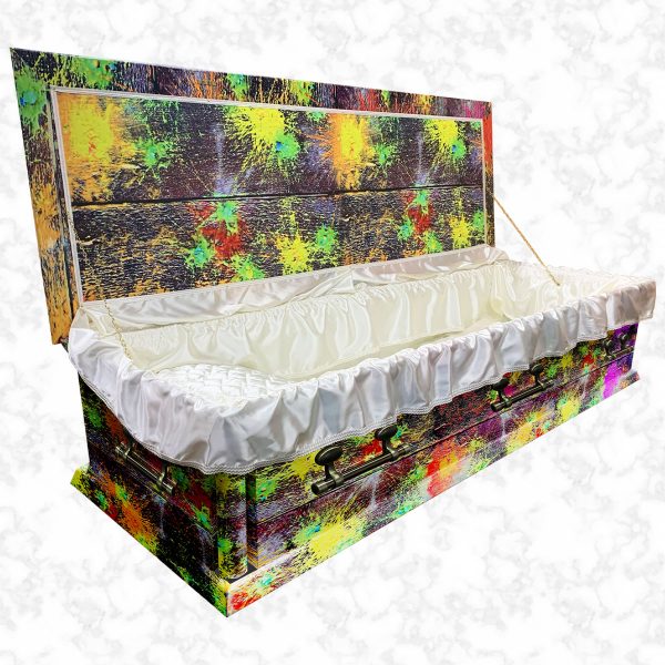 Oxford paintball wooden American casket standard white interior