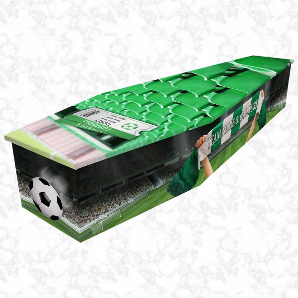 Supporter green colours cardboard coffin