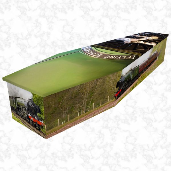 Ride the Flying Scotsman cardboard coffin