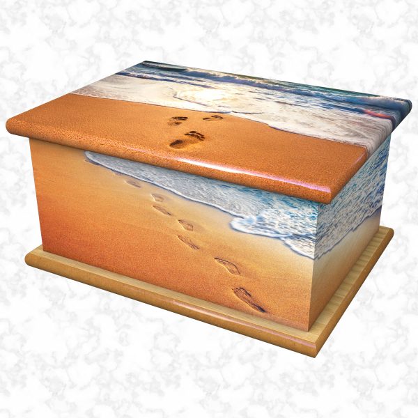 Sandy footprints adult ashes casket