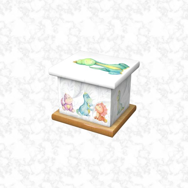 Playing with dinosaurs infant ashes casket