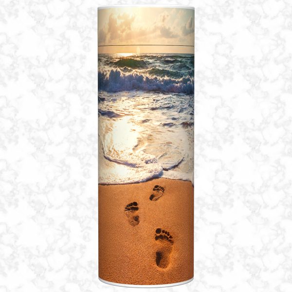 Sandy footprints adult scatter tube front view