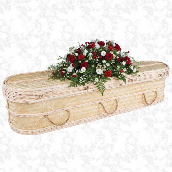 bamboo natural woven coffin curved