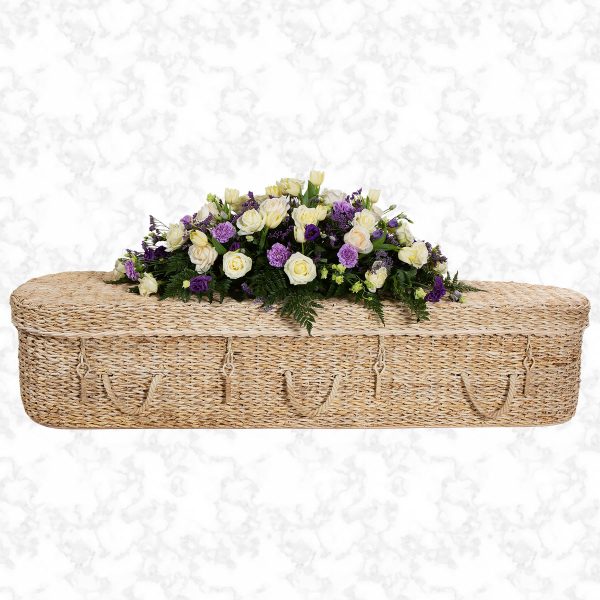 banana leaf natural woven coffin curved side view