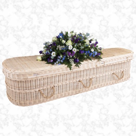 cane natural woven coffin curved