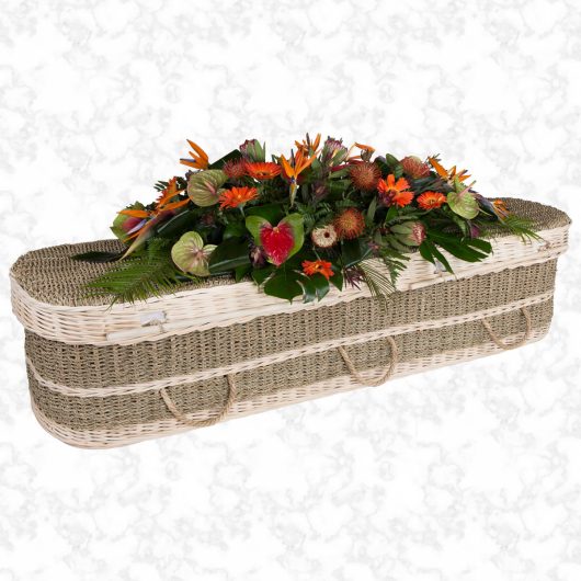 seagrass natural woven coffin curved