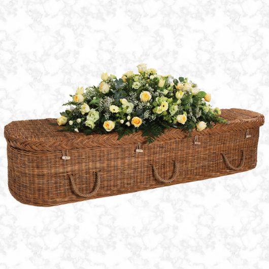 wicker natural woven coffin curved