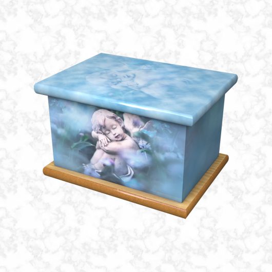 dreaming cherub child ashes casket