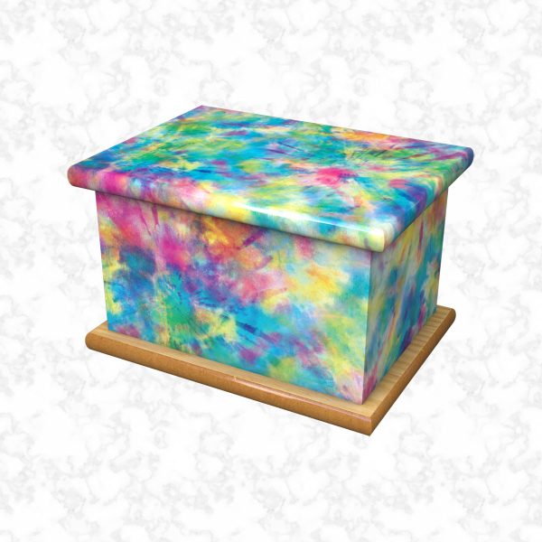 new tie dye child ashes casket