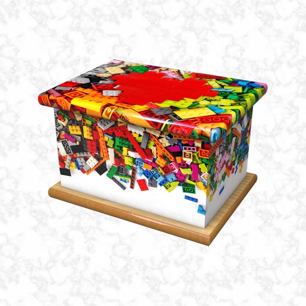 toy bricks child ashes casket