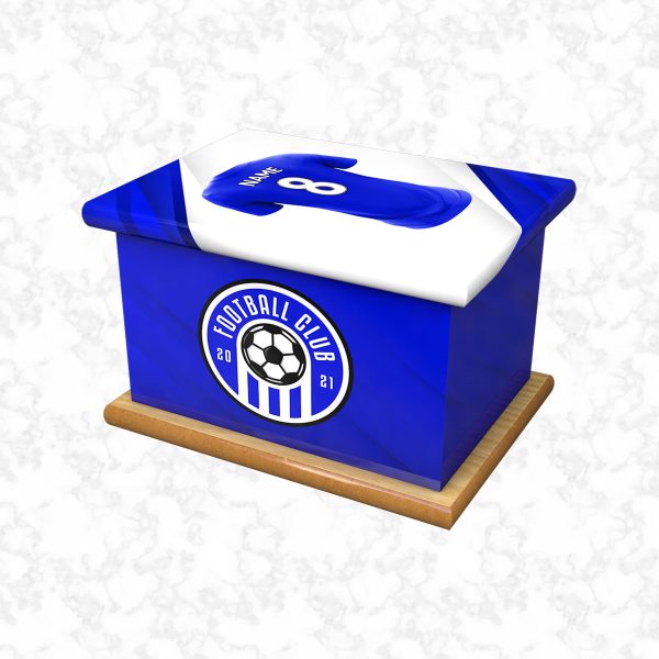 football fan blue child ashes casket