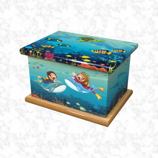 scuba diving child ashes casket