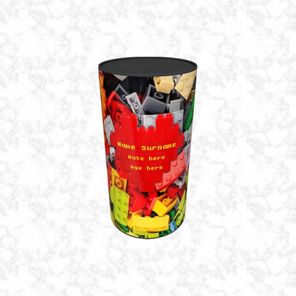 toy bricks child scatter tube with personalised inscription