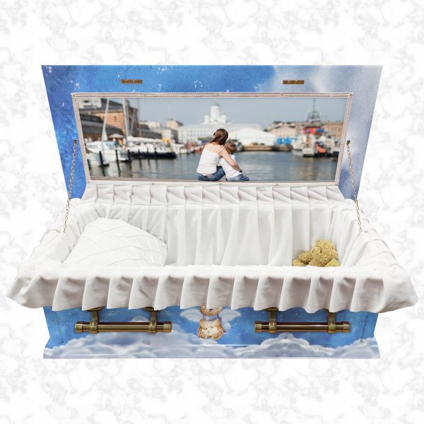 Oxford child diamond in the sky blue American casket standard interior